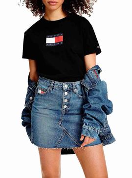 T-Shirt Tommy Jeans Flag Noire pour Femme