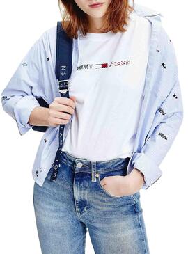 T-Shirt Tommy Jeans Blazer Blanc pour Femme