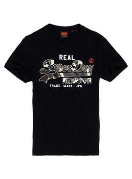 T-Shirt Superdry Vintage Logo Camo Noir Homme