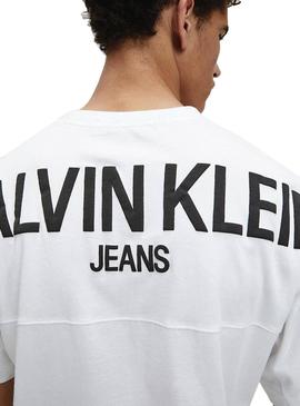 Sweat Calvin Klein Jeans Bck Logo Blanc Homme