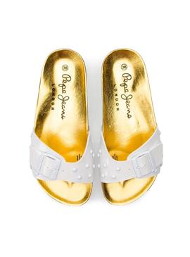 Tongs Pepe Jeans Oban Studs Femme Blanche