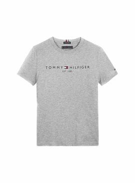 T-Shirt Logo Tommy Hilfiger Essencial Logo Gris Garçon