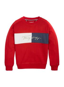 Sweat Logo Tommy Hilfiger Icons Rouge pour Fille