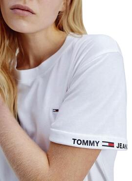 T-Shirt Tommy Jeans Crop Branded Blanc Femme