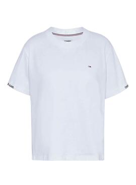 T-Shirt Tommy Jeans Crop Branded Blanc Femme