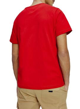 T-Shirt Logo Tommy Jeans Corp Rouge pour Homme