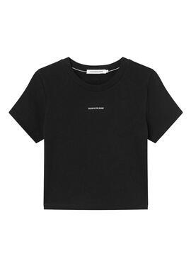 T-Shirt Calvin Klein Micro Crop Noire pour Femme