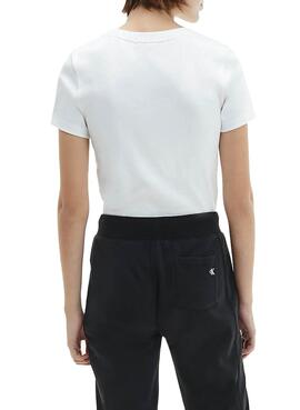 T-Shirt Calvin Klein Micro Crop Blanc pour Femme