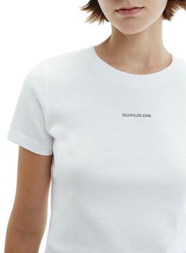 T-Shirt Calvin Klein Micro Crop Blanc pour Femme