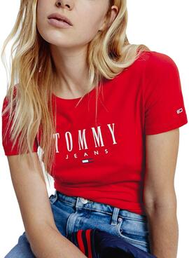T-Shirt Logo Tommy Jeans Essential Rouge Femme
