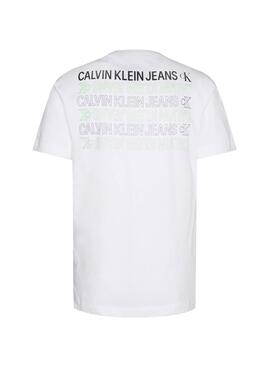 T-Shirt Calvin Klein Répéter le texte Blanc Homme