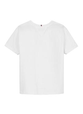 T-Shirt Tommy Hilfiger Flag Imprimer Blanc Fille