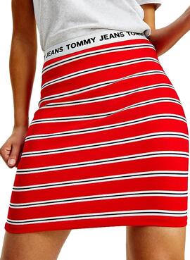 Jupe Tommy Jeans Stripe Bodycon Rouge Femme