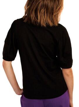 T-Shirt Naf Naf Contrast Noire pour Femme