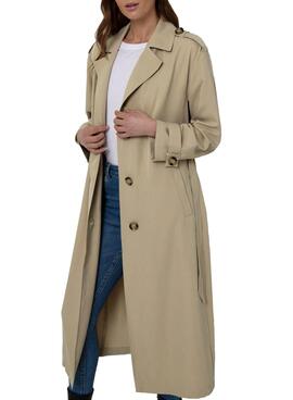 Trench-coat Only Line X-Long Beige pour Femme