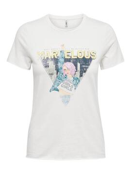 T-Shirt Only Lucy Life Reg Blanc pour Femme