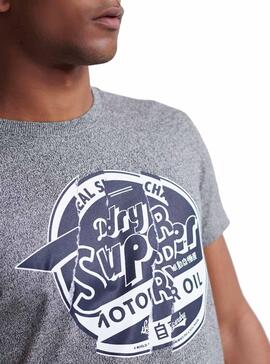 T-Shirt Superdry Brand Language Gris Homme