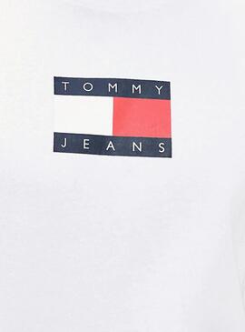 T-Shirt Tommy Jeans Small Flag Blanc pour Homme