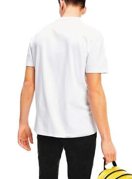 T-Shirt Tommy Jeans Small Flag Blanc pour Homme