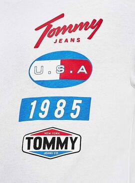 T-Shirt Tommy Jeans Patches Blanc pour Homme