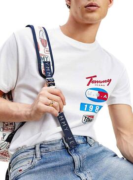 T-Shirt Tommy Jeans Patches Blanc pour Homme