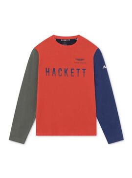 T-Shirt Hackett Amr Color Block Rouge pour Garçon