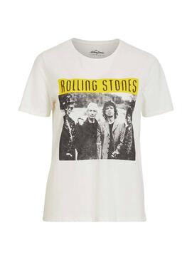 T-Shirt Vila Rolling Stones Blanc pour Femme