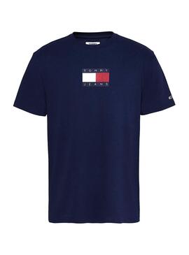 T-Shirt Tommy Jeans Small Flag Bleu marine pour Homme