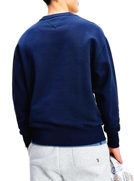 Sweat Tommy Jeans Small Flag Bleu marine pour Homme