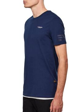T-Shirt G Star Texte Bleu pour Homme