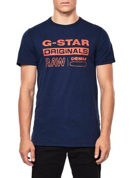 T-Shirt G Star Wavy Bleu pour Homme