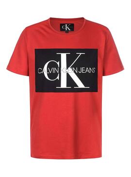 T-Shirt Calvin Klein Monogram Box Rouge Homme