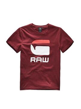 T-Shirt G Star Raw Logo bordeaux pour Garçon