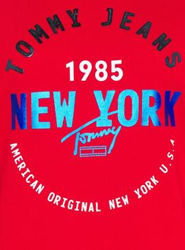 Sweat Tommy Jeans New York Rouge pour Femme