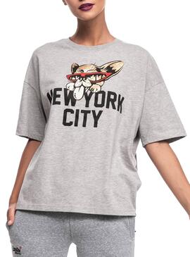T-Shirt Superdry New York Gris pour Femme