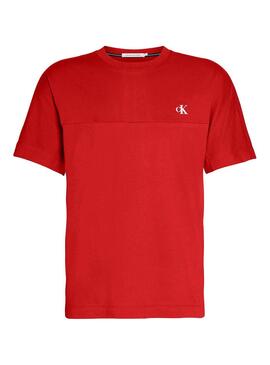 T-Shirt Calvin Klein Jeans Logo  Rouge Homme