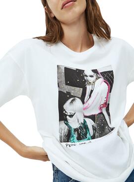 T-Shirt Pepe Jeans Aria Blanc pour Femme