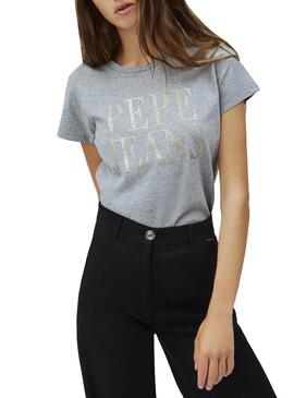 T-Shirt Pepe Jeans Lucila Gris pour Femme