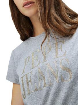 T-Shirt Pepe Jeans Lucila Gris pour Femme