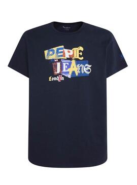 T-Shirt Pepe Jeans Leonard Bleu marine pour Homme