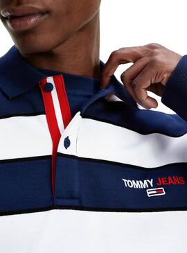 Polo Tommy Jeans Rayures Bleu y Blanc pour Homme