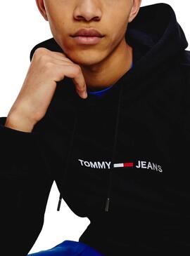 Sweat Tommy Jeans Straight Noire pour Homme