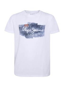 T-Shirt Pepe Jeans Albert Blanc pour Garçon