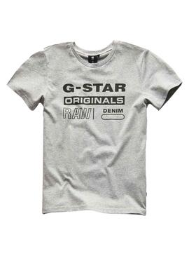 T-Shirt Logo G-Star Gris pour Garçon