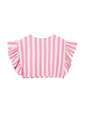Blouse Mayoral Rayures Volants Rose pour Fille