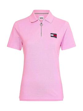 Polo Tommy Jeans Badge Rose clair pour Femme