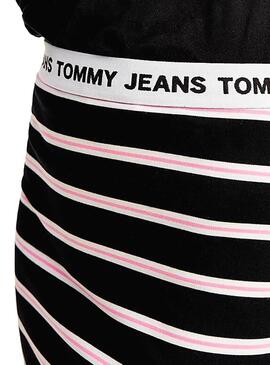 Jupe Tommy Jeans Bodycon rayé Noire pour Femme