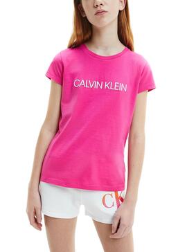 T-Shirt Calvin Klein Institutional Fucsia Fille
