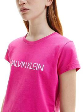 T-Shirt Calvin Klein Institutional Fucsia Fille