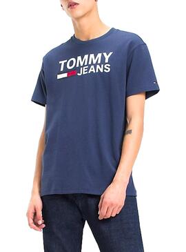 T-Shirt Tommy Jeans Logo Bleu